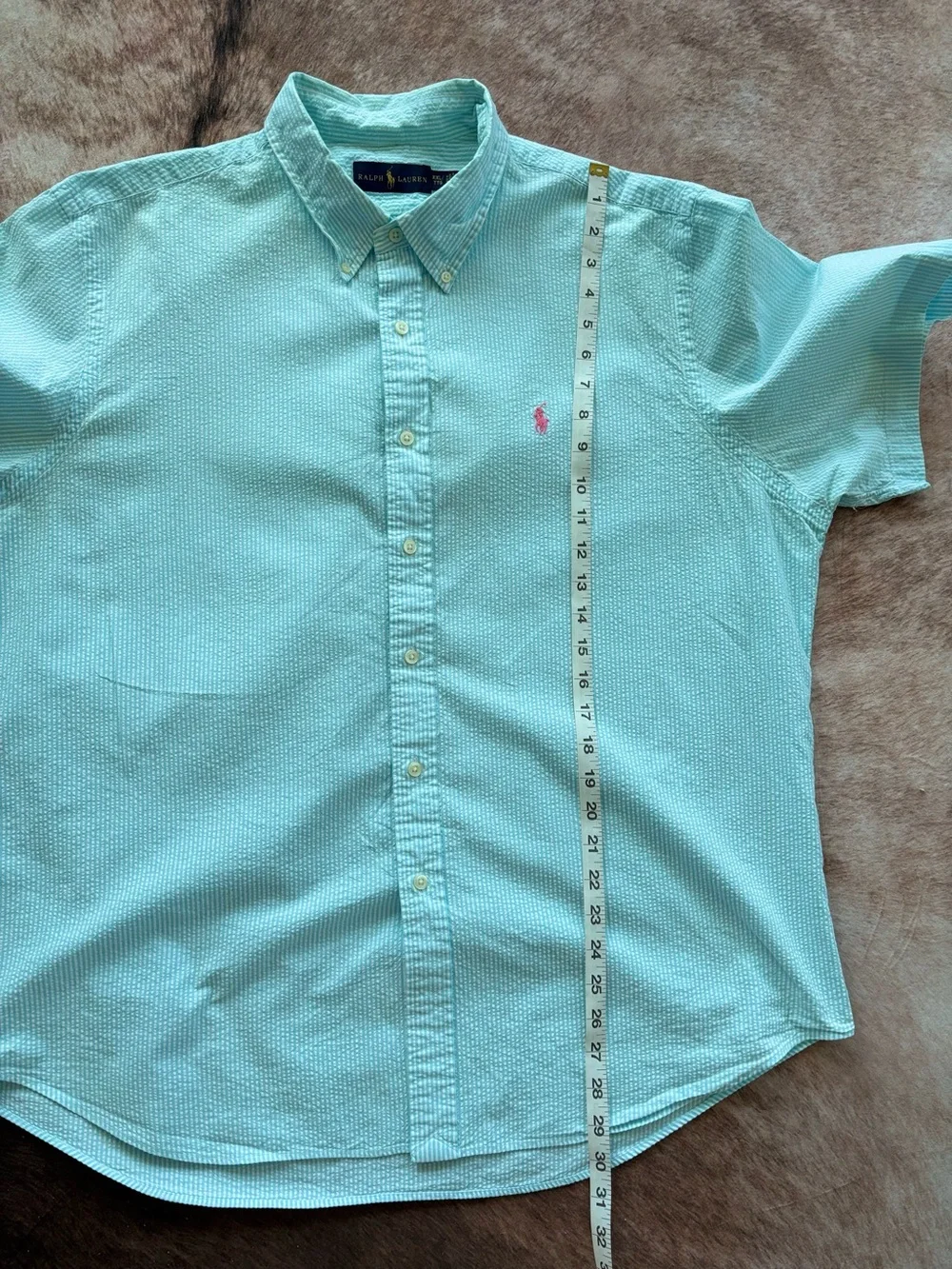 Polo Ralph Lauren Seersucker Short Sleeve Button Front Shirt XXL